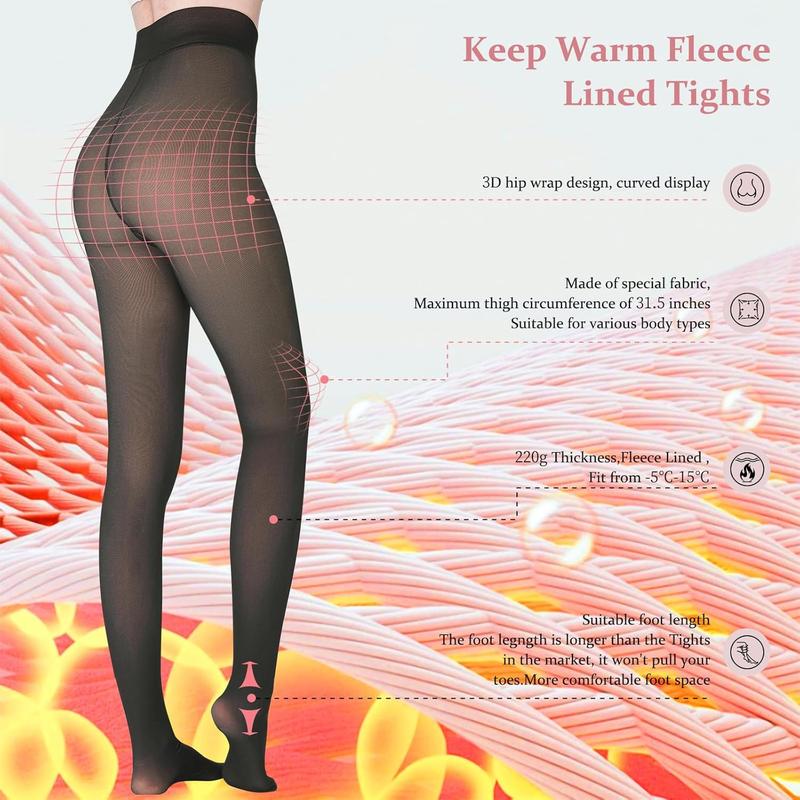 Fleece Lined Tights Women, Warm Pantyhose leggings Women,Fake Translucent Thermal Skin Colored Tights for Winter