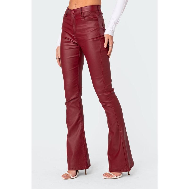 Luna Faux Leather Flare Jeans