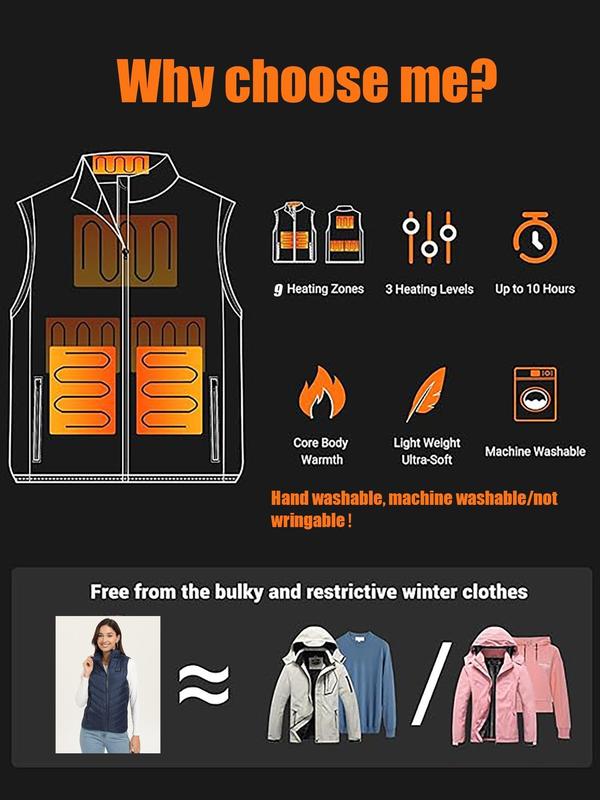 Women's Solid Color   Vest Jacket, Casual Pocket Zipper Thermal Outerwear for Fall & Winter, Women's Clothing for Outdoor Activities