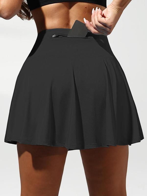 Women's Plain 2 in 1 Pocket Zipper Skirt, Casual High Waist Skort for Daily Wear, Ladies Bottoms for All Seasons