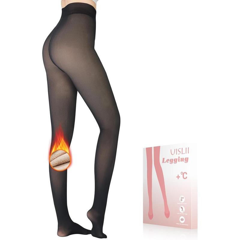 Fleece Lined Tights Women, Warm Pantyhose leggings Women,Fake Translucent Thermal Skin Colored Tights for Winter