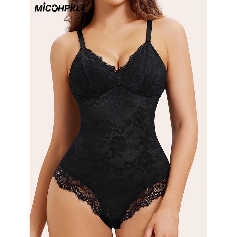 Tummy Control Lace Bodysuit for Women Thong Body Suit Fashion Summer Basic Body Suit Tops