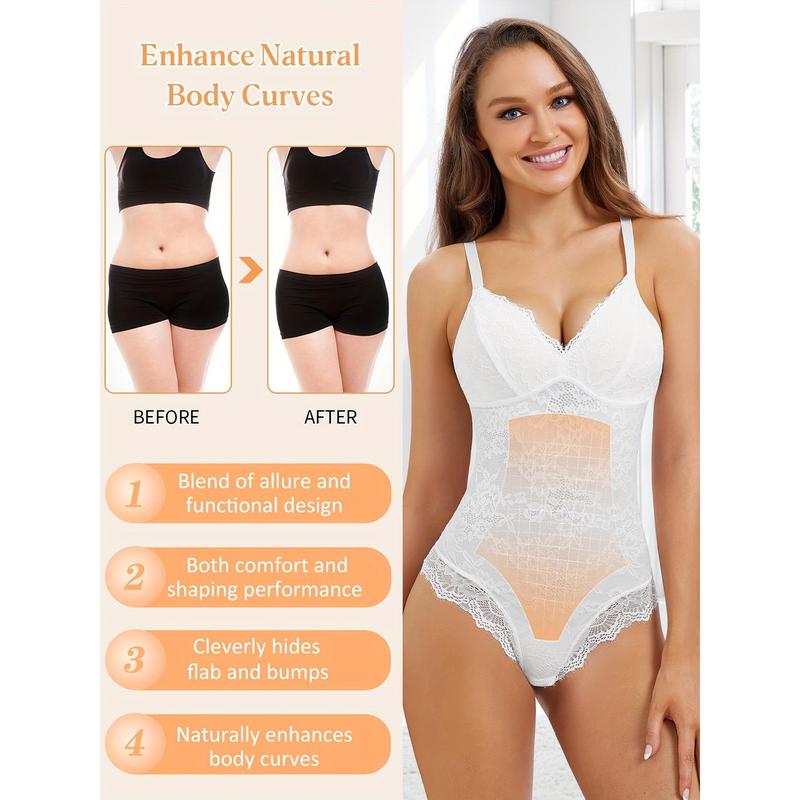 Tummy Control Lace Bodysuit for Women Thong Body Suit Fashion Summer Basic Body Suit Tops