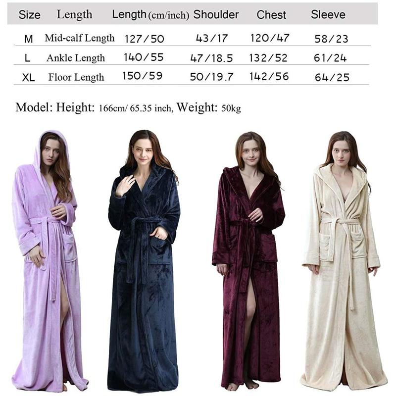 Womens Soft Hooded  Plush Robe, Luxury Fluffy Robe Long Fleece Spa Bathrobe for Women (M, Wine Red)