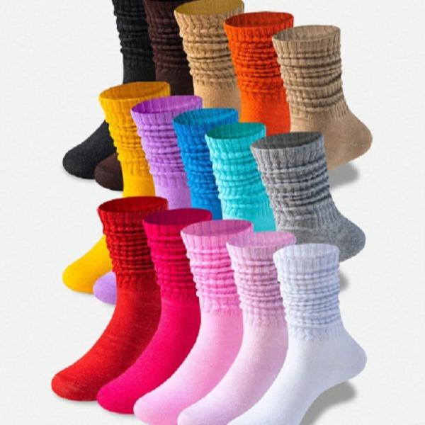 Women's Bubble Pile Socks, Colorful, Knee High, Classic European Style, 15 Pairs - Underwear, Womenswear