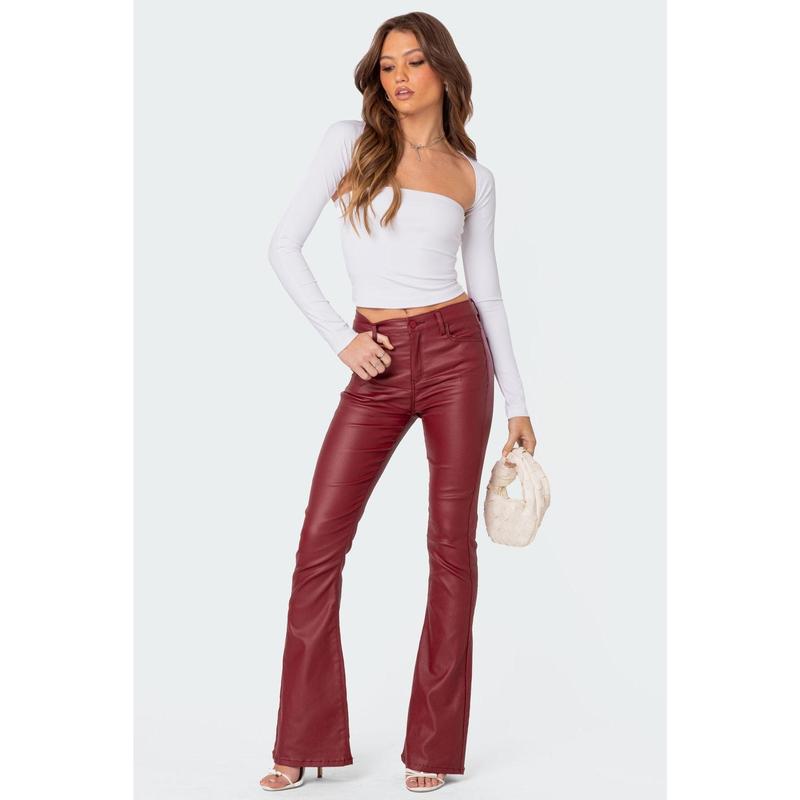 Luna Faux Leather Flare Jeans