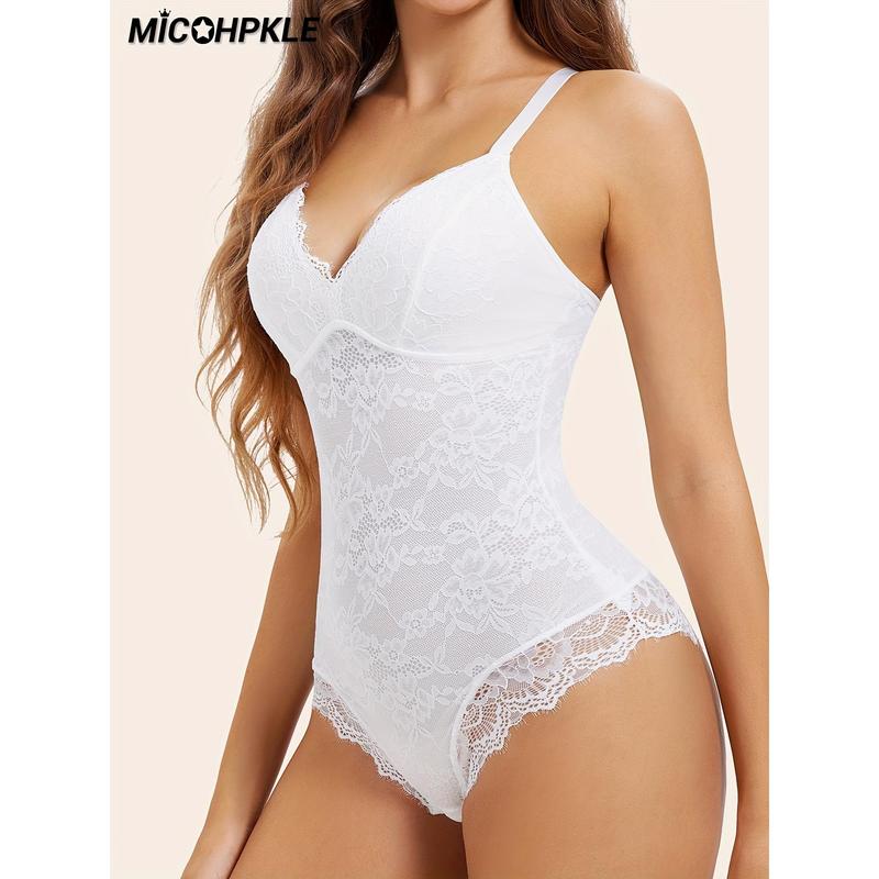 Tummy Control Lace Bodysuit for Women Thong Body Suit Fashion Summer Basic Body Suit Tops