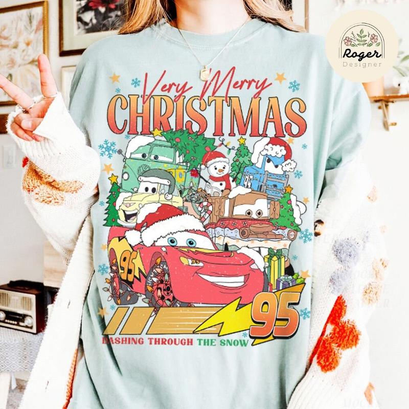 Retro Cars Christmas Shirt, Lightning McQueen Tow Mater Luigi Guido Cars Mickkey's Very Merry Christmas Party, Cars Land Xmas Family RDEZ