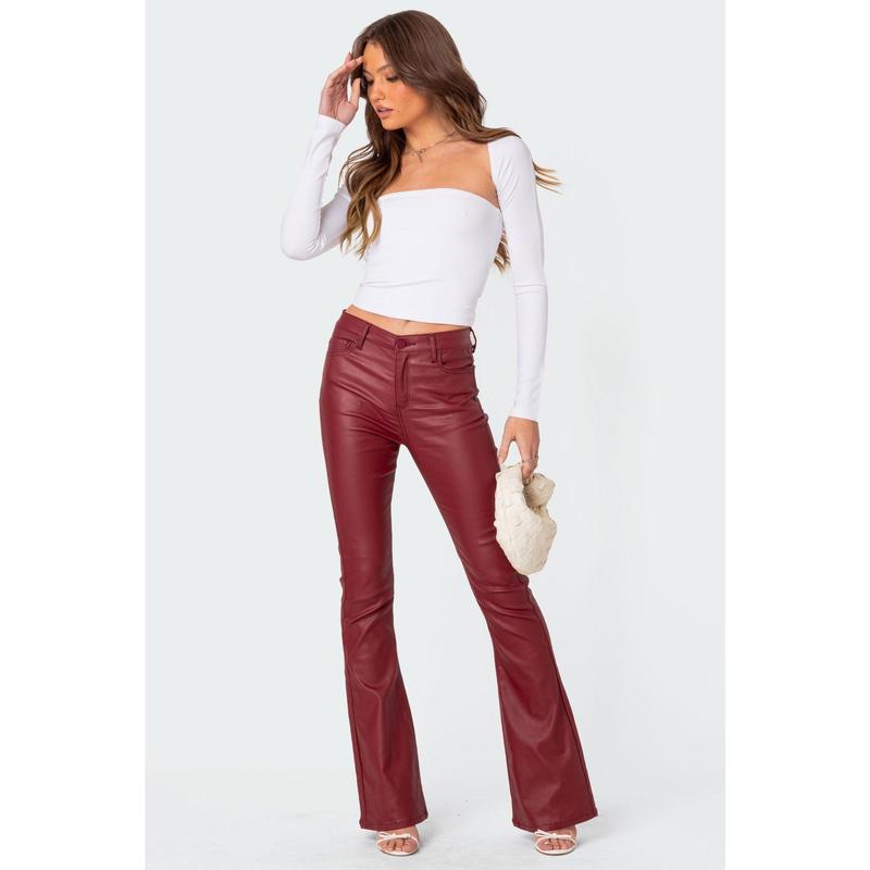 Luna Faux Leather Flare Jeans