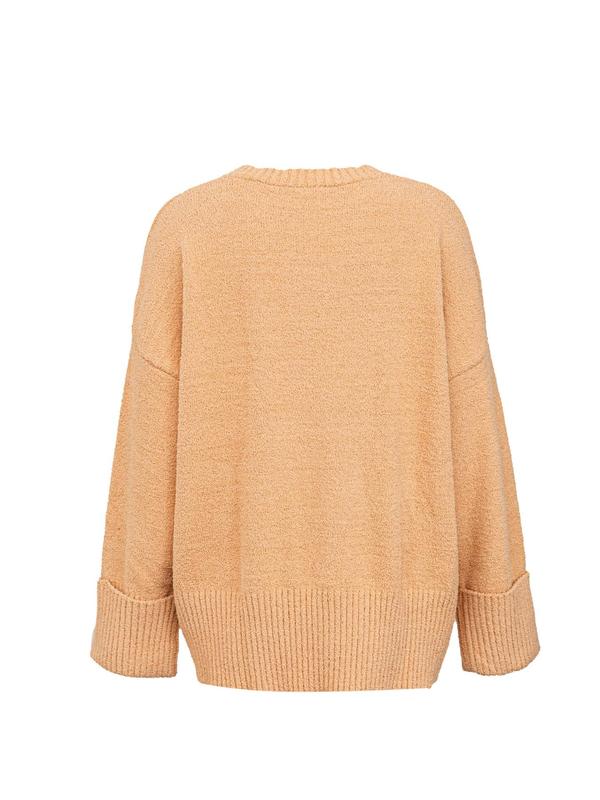 Women's Plain Drop Shoulder Long Sleeve Sweater, Casual Solid Color Round Neck Jumper for Fall & Winter, Women's Knitwear for Daily Wear