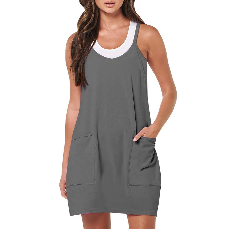 Casual Rompers for Women Summer Sleeveless Adjustable Strap Shorts Jumpsuits Stretchy Romper with Pockets Comfortable Fit