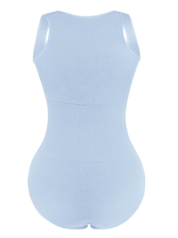 Women's Adjustable Hook & Eye Buckle Closure Square Neck Shapewear Tank Bodysuit, Body Shapewear, Sleeveless Push Up Bust Waist Slimming Shaper, Summer Wear 2024, Fall Wear, Fallfreshness