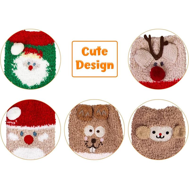 Fuzzy Socks for Women 5 Pairs Warm Fluffy Socks Winter Slipper Socks Soft Cute Cat  Socks