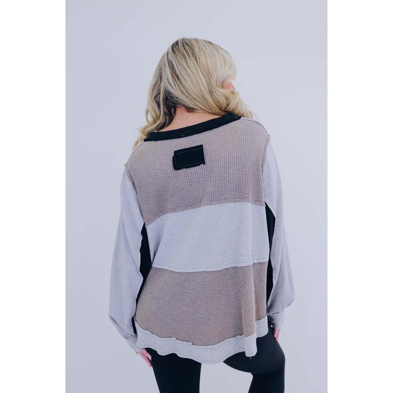 Cozy Feels Colorblock Top By POL - 4 Colors