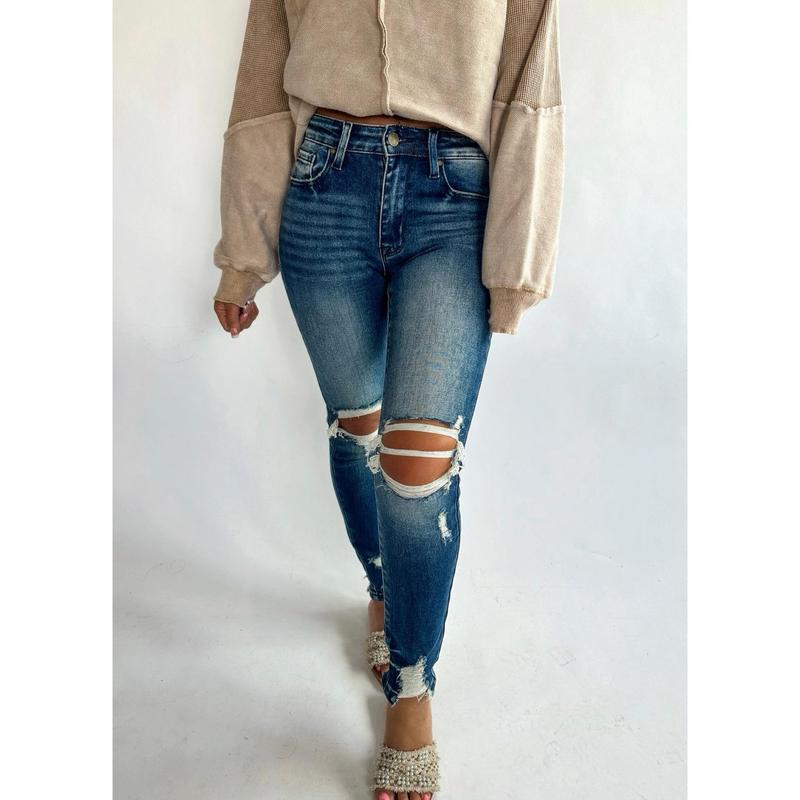 Sara Sage Distressed Skinny Jeans