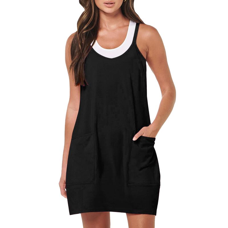 Casual Rompers for Women Summer Sleeveless Adjustable Strap Shorts Jumpsuits Stretchy Romper with Pockets Comfortable Fit