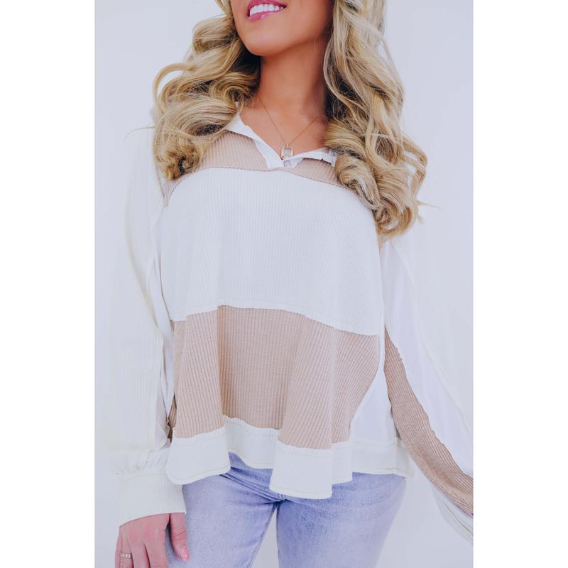 Cozy Feels Colorblock Top By POL - 4 Colors