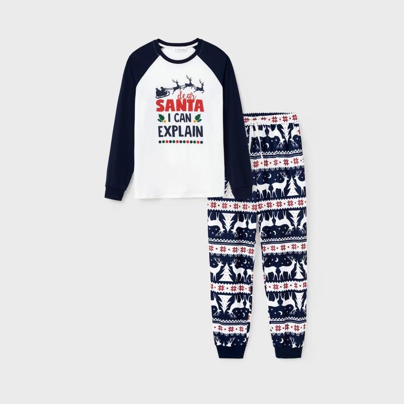 PatPat Christmas Pajamas Raglan Sleeves Santa I Can Explain Theme Matching for Family