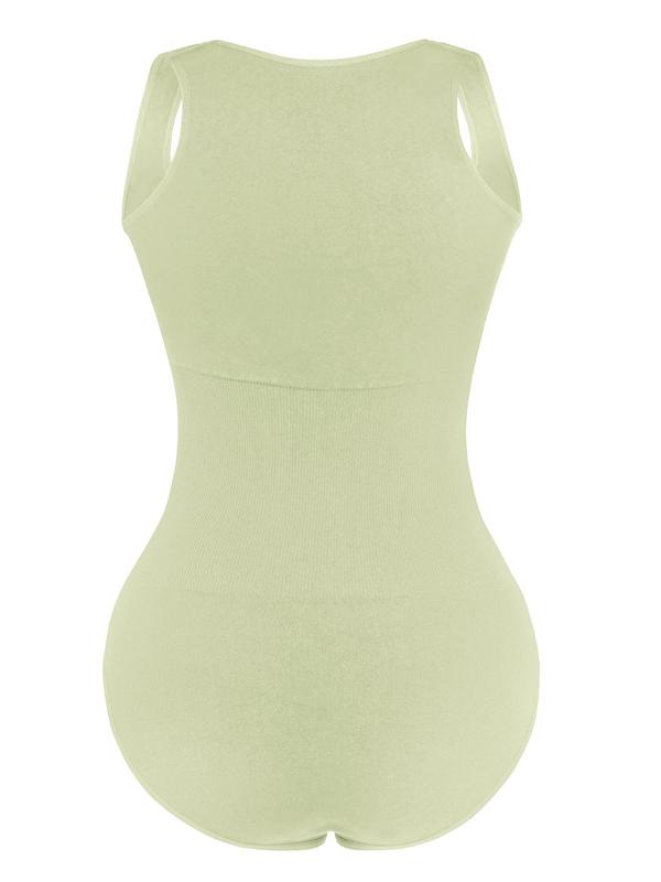 Women's Adjustable Hook & Eye Buckle Closure Square Neck Shapewear Tank Bodysuit, Body Shapewear, Sleeveless Push Up Bust Waist Slimming Shaper, Summer Wear 2024, Fall Wear, Fallfreshness