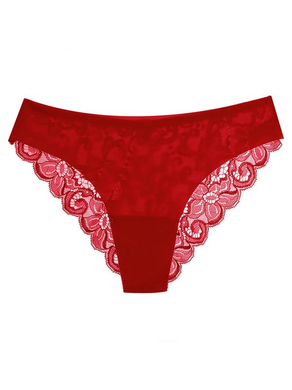 Women's Contrast Lace Panty, Breathable Comfortable Knicker for Daily Wear, Women's Underwear for All Seasons