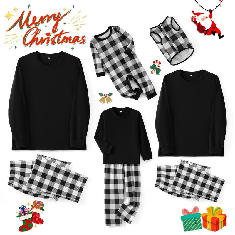 Family Matching Christmas Pajama Set Long Sleeve Round Neck Tops Romper Plaid Print Trousers Womenswear Clothing