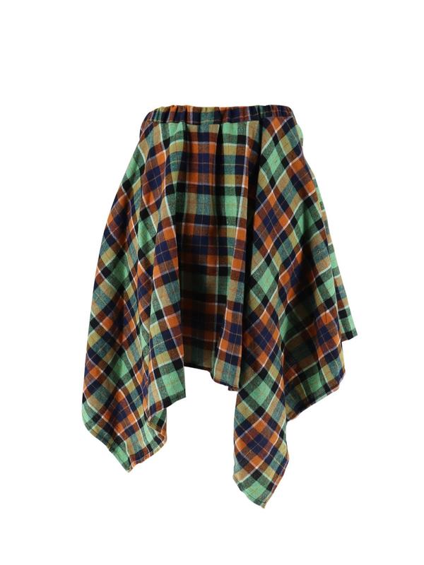 Women's Plaid High Low Hem Knot Front A Line Skirt, Casual Fashion Asymmetrical Hem Skirt for Daily Wear, Ladies Fall & Winter Bottoms