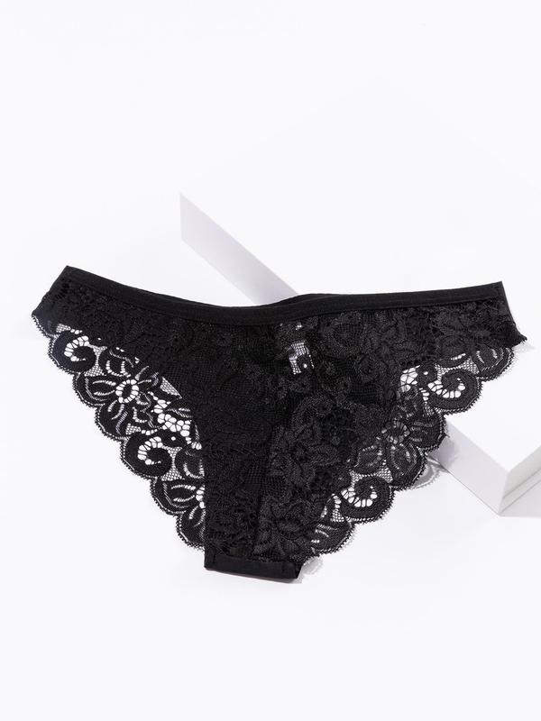 Women's Contrast Lace Panty, Breathable Comfortable Knicker for Daily Wear, Women's Underwear for All Seasons