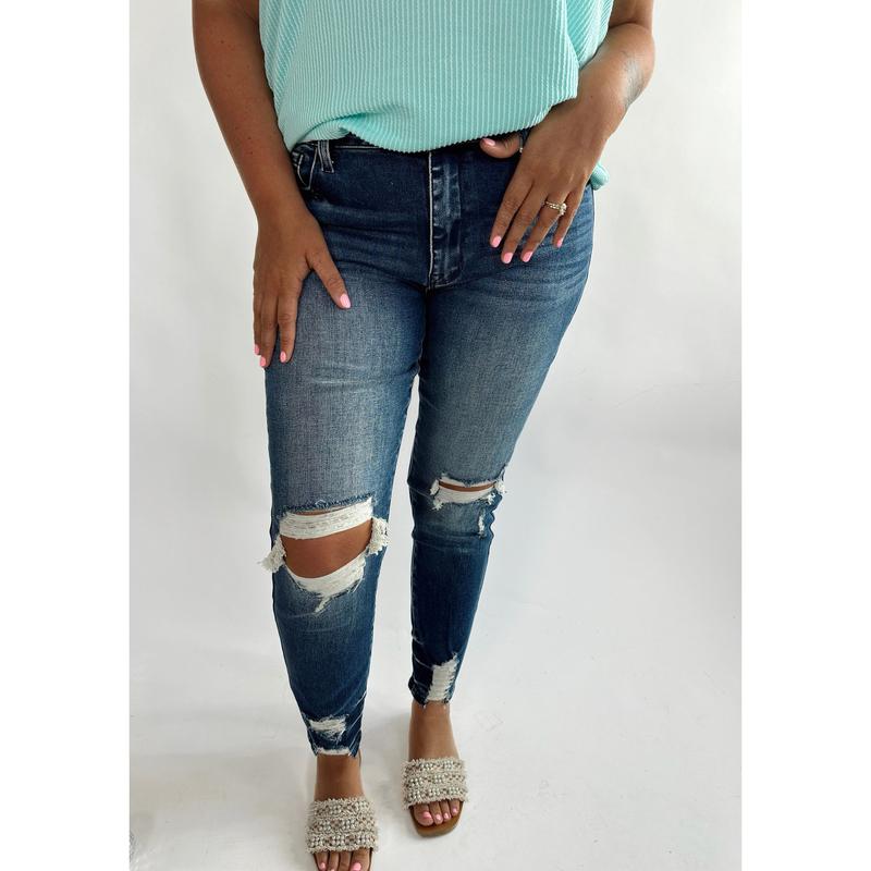 Sara Sage Distressed Skinny Jeans