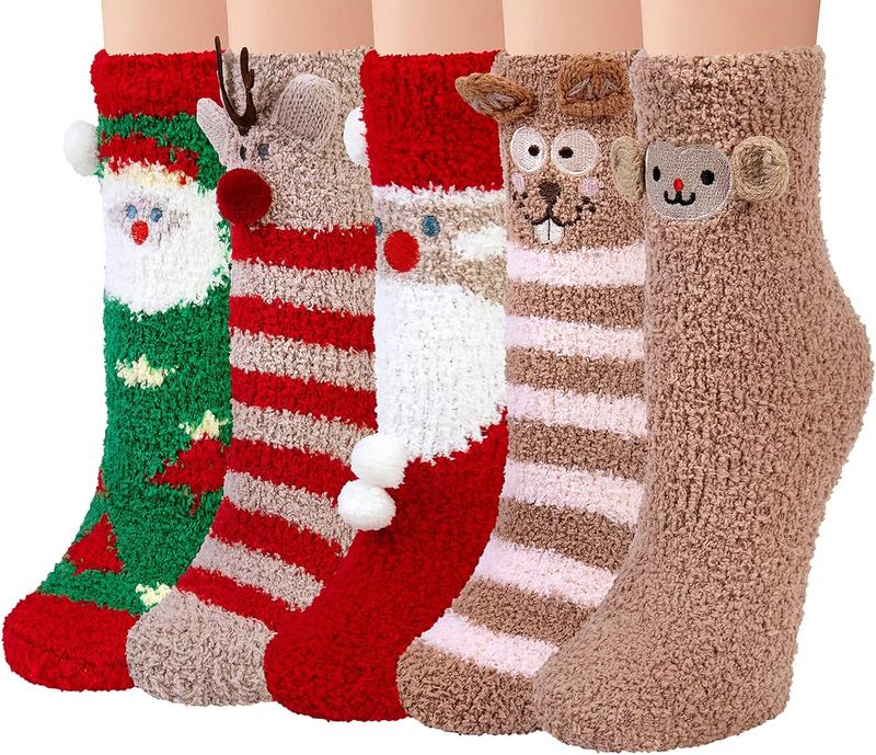 Fuzzy Socks for Women 5 Pairs Warm Fluffy Socks Winter Slipper Socks Soft Cute Cat  Socks