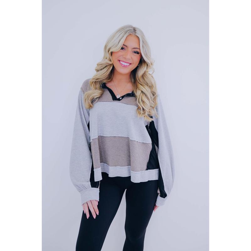 Cozy Feels Colorblock Top By POL - 4 Colors