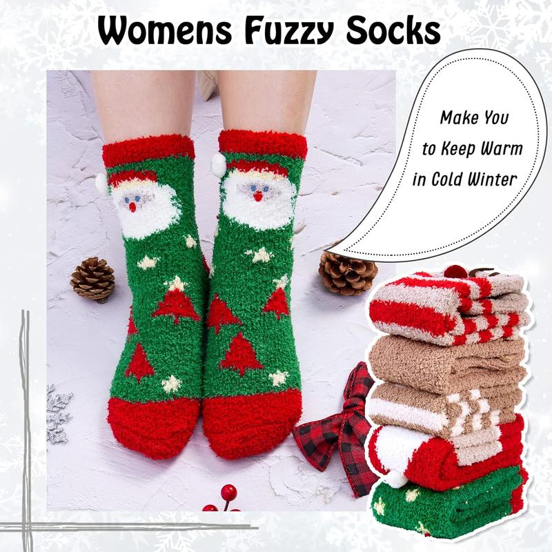 Fuzzy Socks for Women 5 Pairs Warm Fluffy Socks Winter Slipper Socks Soft Cute Cat  Socks