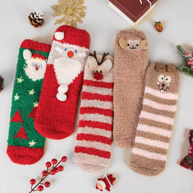 Fuzzy Socks for Women 5 Pairs Warm Fluffy Socks Winter Slipper Socks Soft Cute Cat  Socks