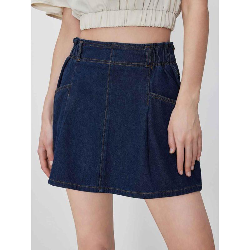 Cider [size 0-26] Denim Mid Rise Pocket Pleated Skirt