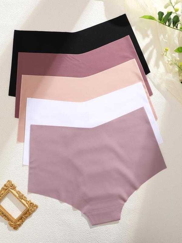 Women's Solid Color High Cut Panty, 2024 New Style Soft Comfy Breathable Seamless Briefs for Daily Wear, Underwear for All Seasons