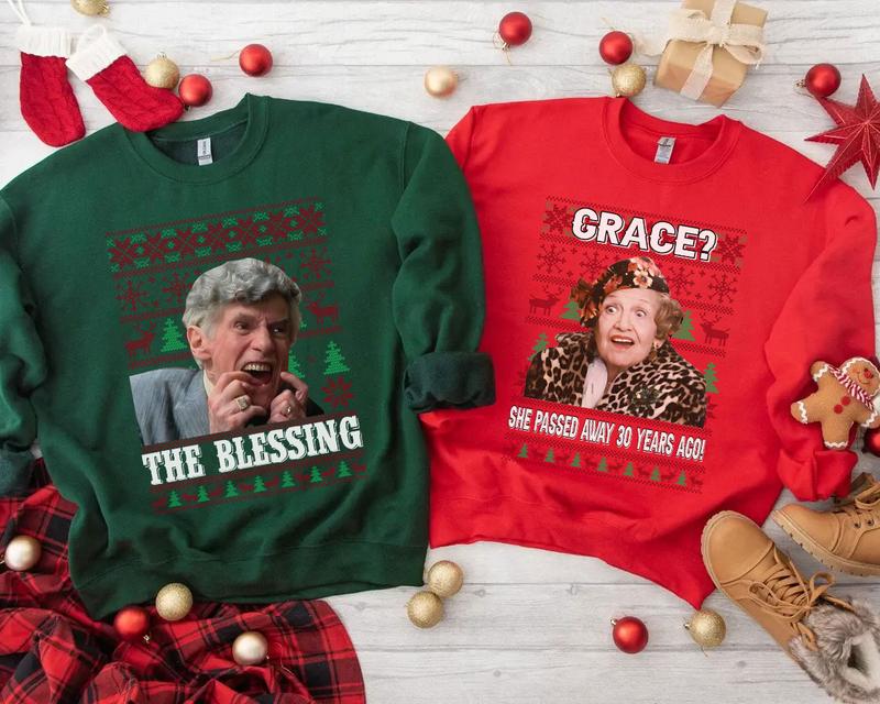 The Blessing Uncle Lewis And Aunt Bethany Christmas Sweatshirt, Couple Xmas Vacation Ugly Sweater, Christmas Movie Matching Family Gift