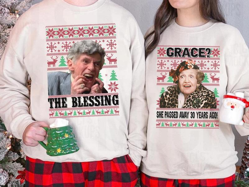 The Blessing Uncle Lewis And Aunt Bethany Christmas Sweatshirt, Couple Xmas Vacation Ugly Sweater, Christmas Movie Matching Family Gift