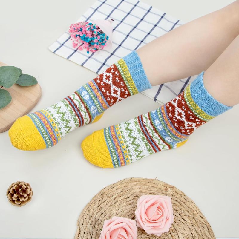 5 Pairs Wool Socks for Women Gifts Winter Warm Thick Knit Cabin Cozy Crew Socks