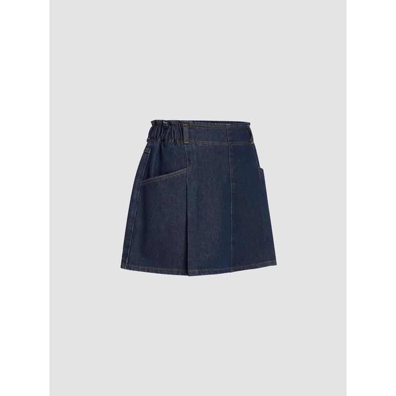 Cider [size 0-26] Denim Mid Rise Pocket Pleated Skirt