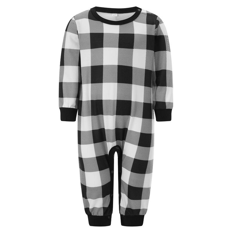 Family Matching Christmas Pajama Set Long Sleeve Round Neck Tops Romper Plaid Print Trousers Womenswear Clothing