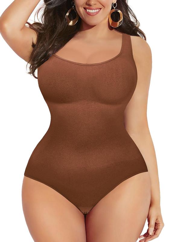 Women's Adjustable Hook & Eye Buckle Closure Square Neck Shapewear Tank Bodysuit, Body Shapewear, Sleeveless Push Up Bust Waist Slimming Shaper, Summer Wear 2024, Fall Wear, Fallfreshness