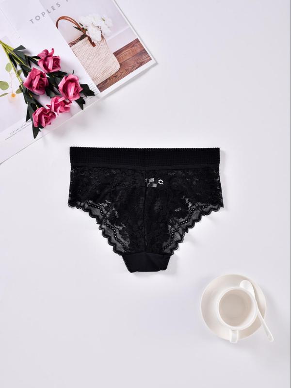 Women's Contrast Lace Panty, Soft Comfy Breathable Knicker for Daily Wear, Underwear for All Seasons