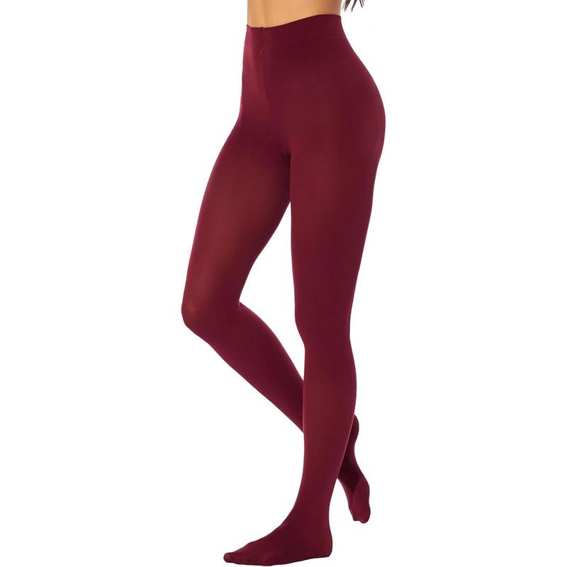 Women's Soft Opaque Tights, High Waist Solid Footed Tights 20+ Colors