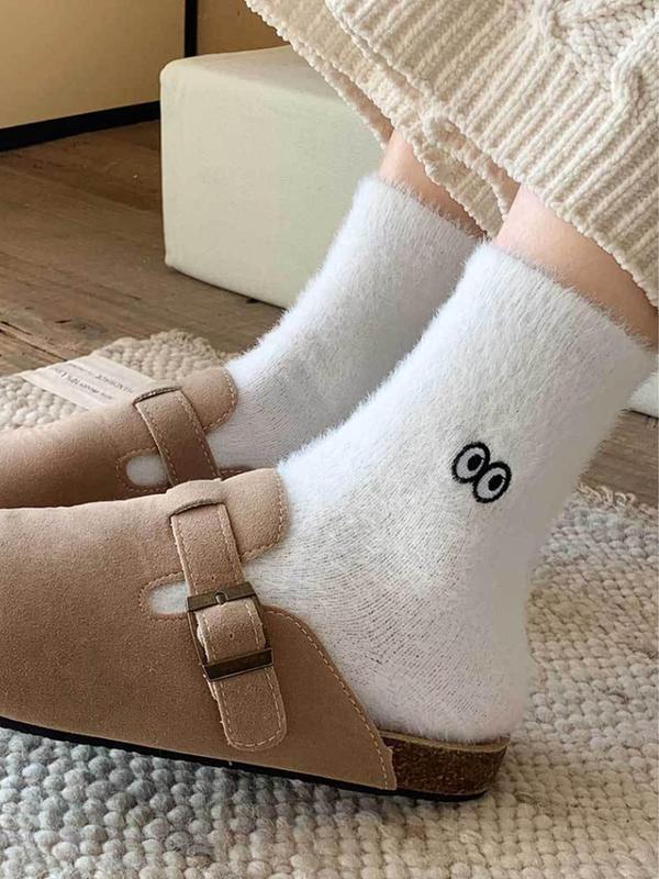 Women's Embroidering Crew Socks, Casual Soft Comfy Breathable Socks for Fall & Winter, Women's Socks for Daily Wear