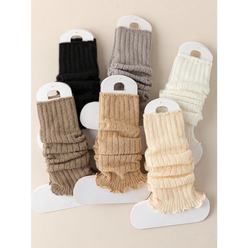 4pairs 6pairs Women Assorted Color Striped Versatile Warm Knee-High Leg Warmers, Autumn Winter Spring