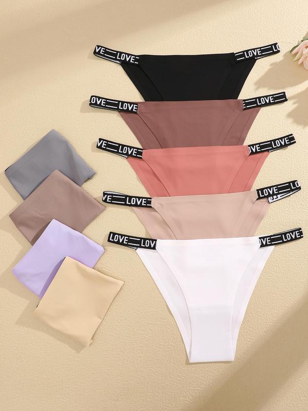 Women's Letter Tape Drop Waist Thong, Soft Comfy Breathable Seamless Panties for Daily Wear, Ladies Underwear for All Seasons