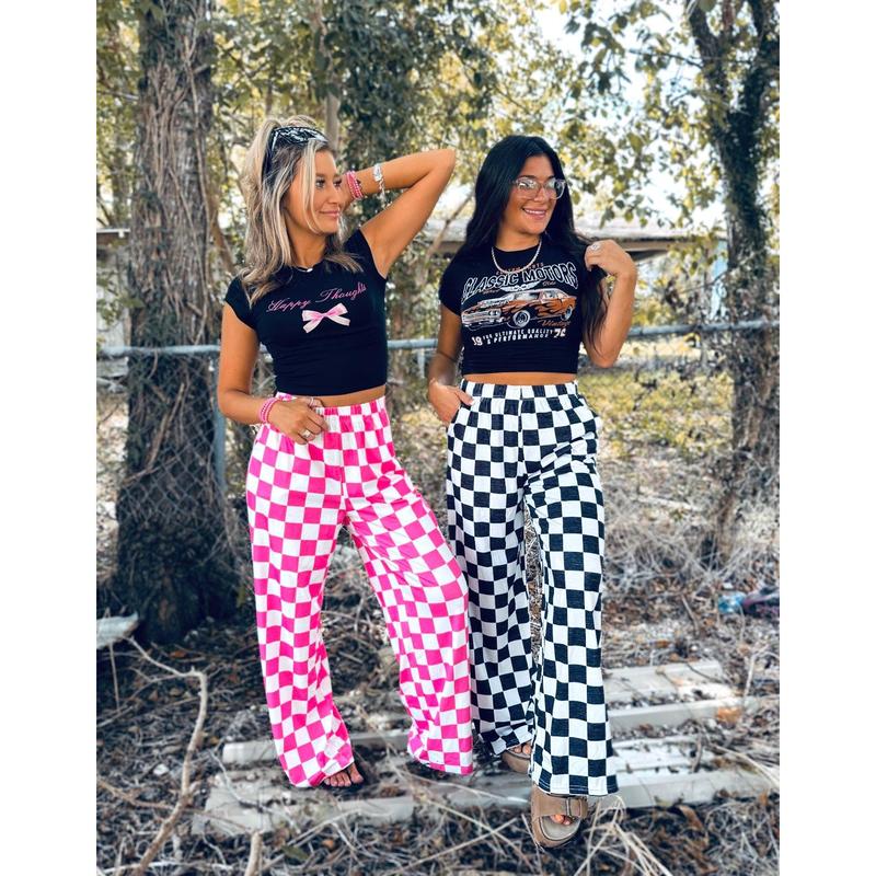 Smoke Show Checkered Print Pants