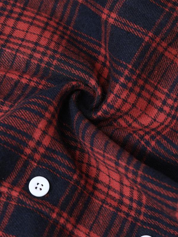 Women's Plaid Print Button Front Drawstring Shirt Dress, Casual Long Sleeve Collared Short Dress for Spring & Fall, Women's Clothes for Daily Wear, Dresses for Women