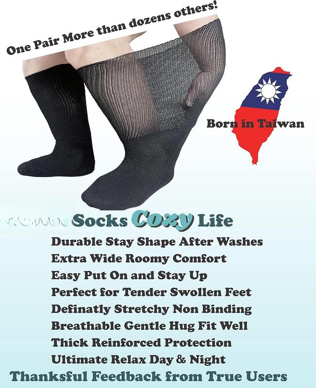 Extra Wide Socks for Swollen Feet Soft Stretch to 30