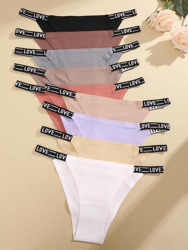 Women's Letter Tape Drop Waist Thong, Soft Comfy Breathable Seamless Panties for Daily Wear, Ladies Underwear for All Seasons