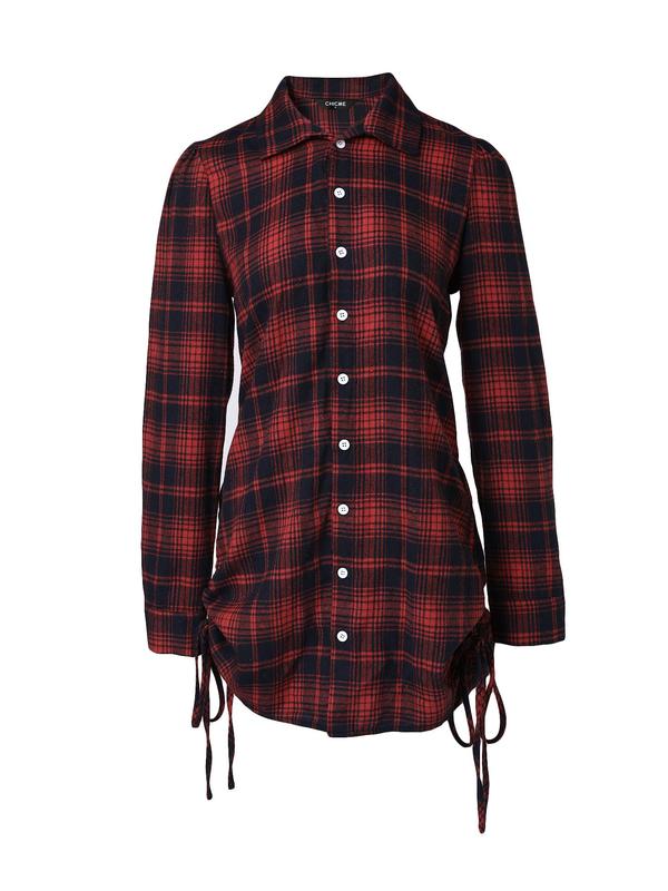 Women's Plaid Print Button Front Drawstring Shirt Dress, Casual Long Sleeve Collared Short Dress for Spring & Fall, Women's Clothes for Daily Wear, Dresses for Women